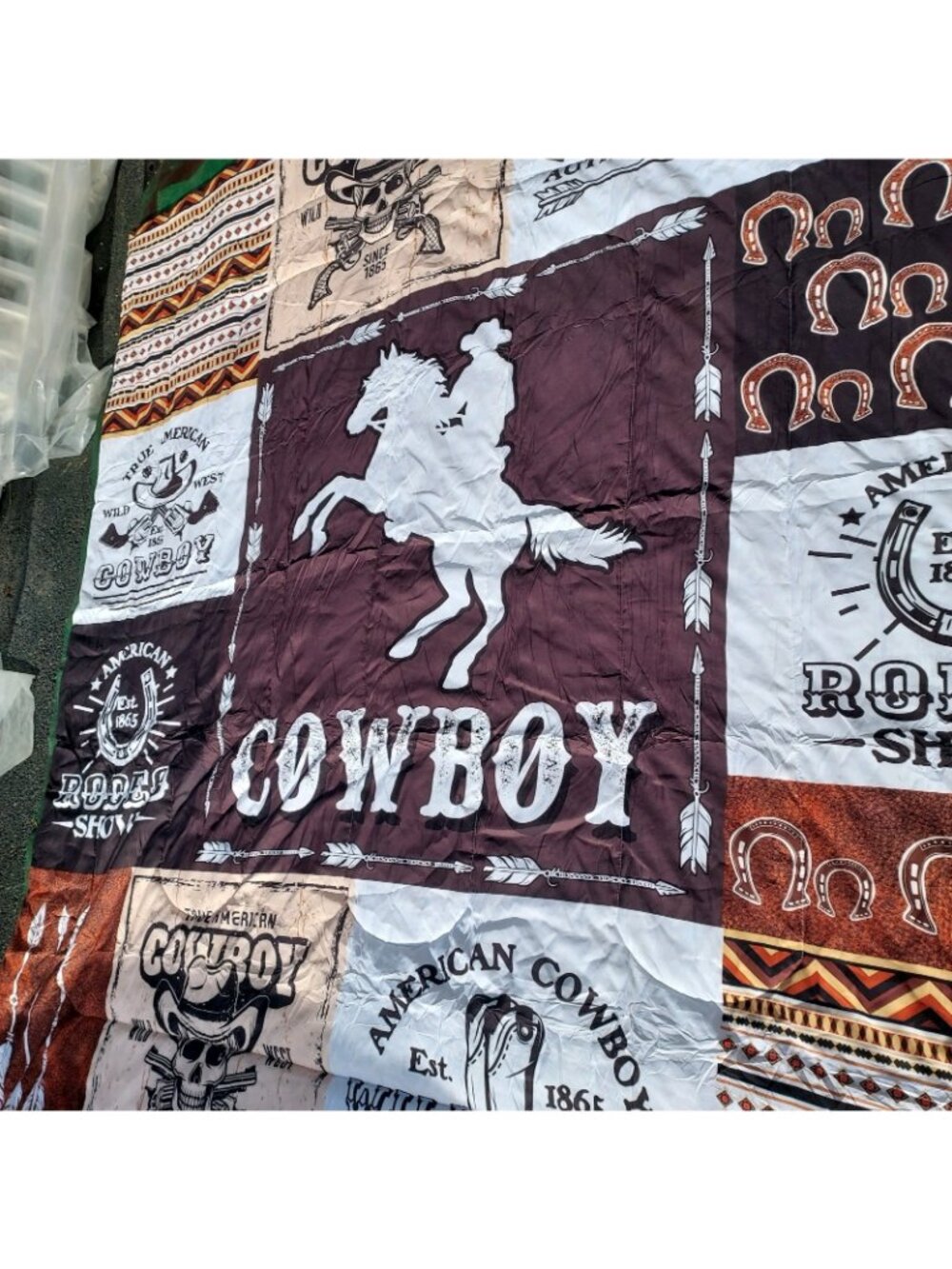 Western Comforter Set Queen Size 88Lx84W Horse Cowboy Bedding  2 Standard Pillow - Picture 10 of 10